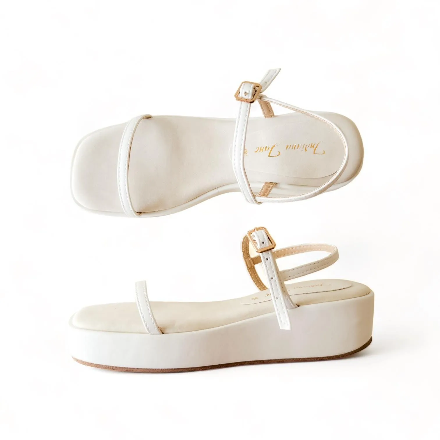 HELEN White Platform Sandals