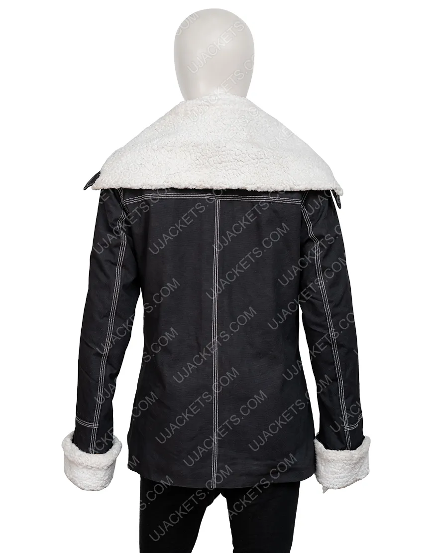 Holidate 2020 Emma Roberts Shearling Trim Jacket | Ujackets.com