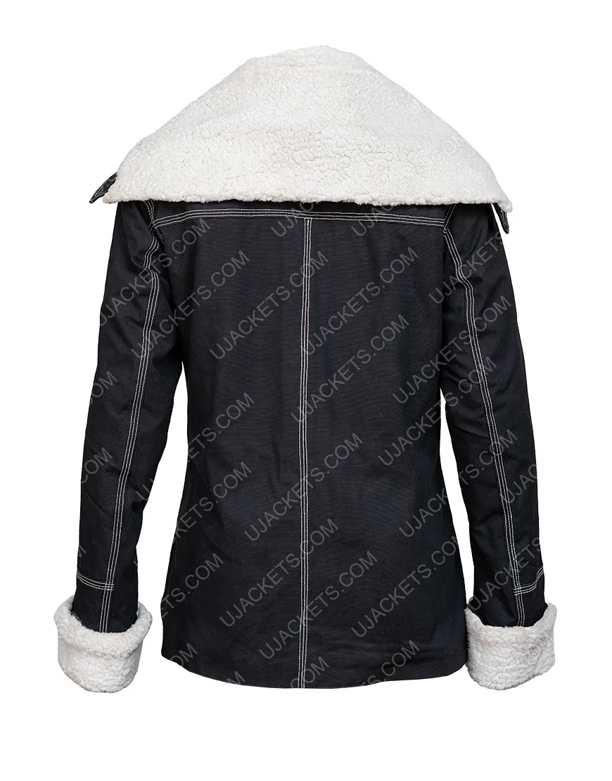 Holidate 2020 Emma Roberts Shearling Trim Jacket | Ujackets.com