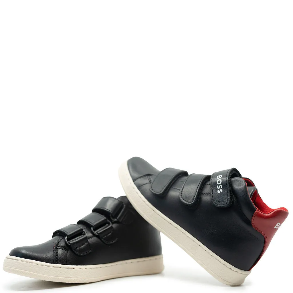 Hugo Boss Black and Red Velcro Baby Sneaker