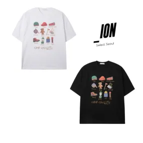 IONSEOUL  |Unisex Street Style Cotton Short Sleeves Logo T-Shirts