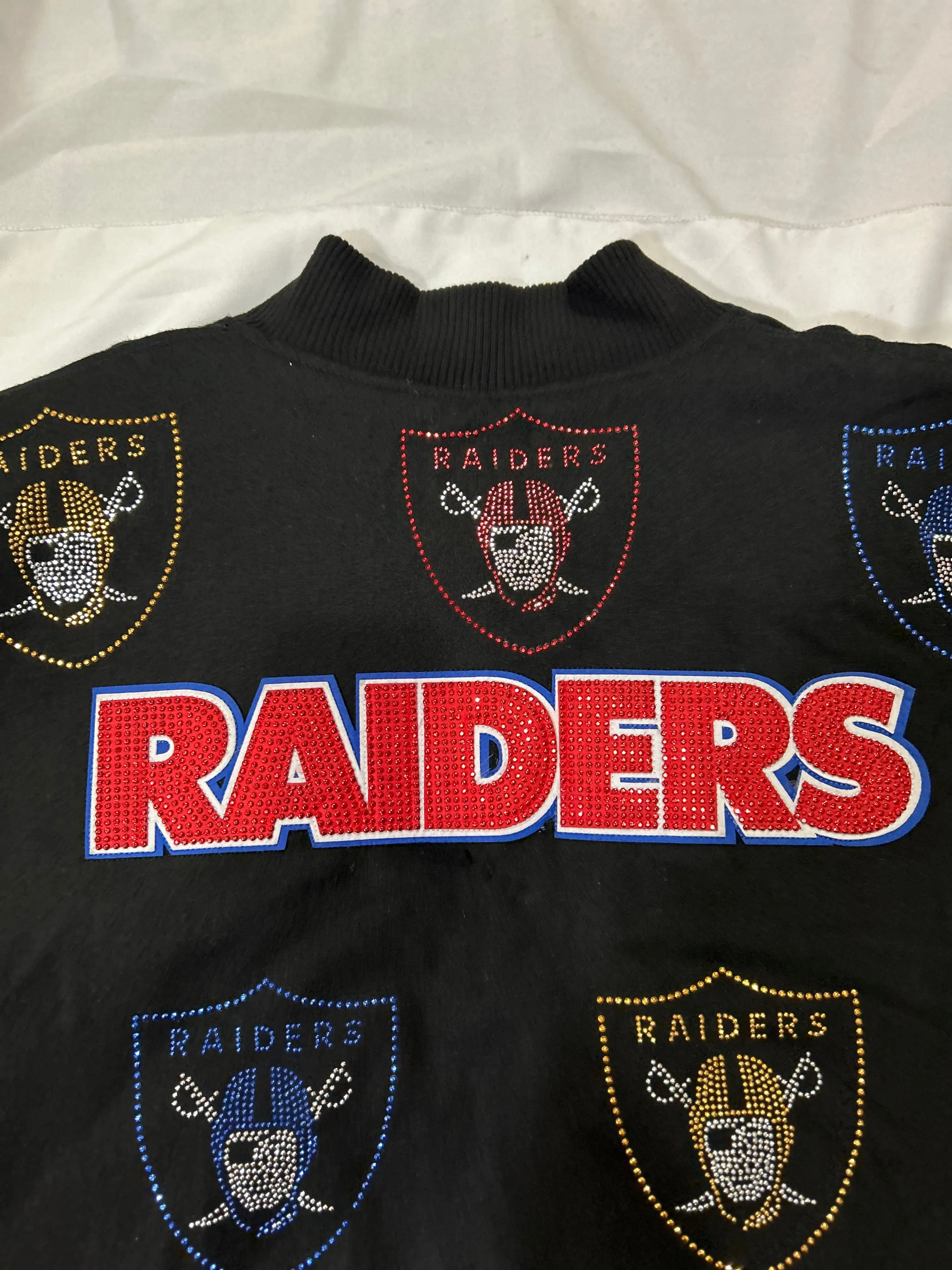 Las Vegas Raiders NFL Vintage Bedazzled Mens Wool Jacket