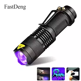 LED UV Flashlight Ultraviolet Torch With Zoom Function Mini UV Black Light Pet Urine Stains Detector Scorpion Hunting