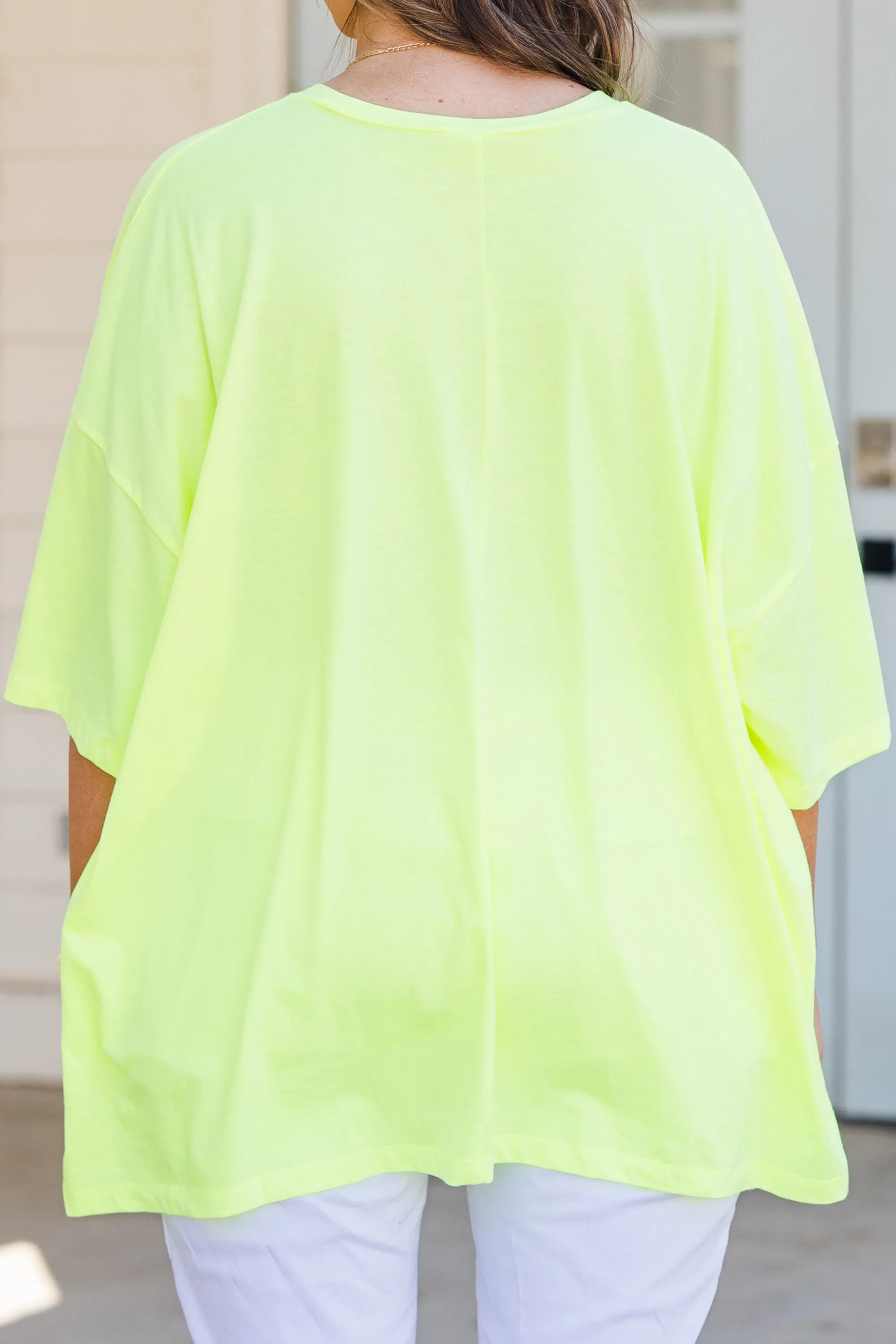 Life On The Brightside Boyfriend Tee, Neon Lime