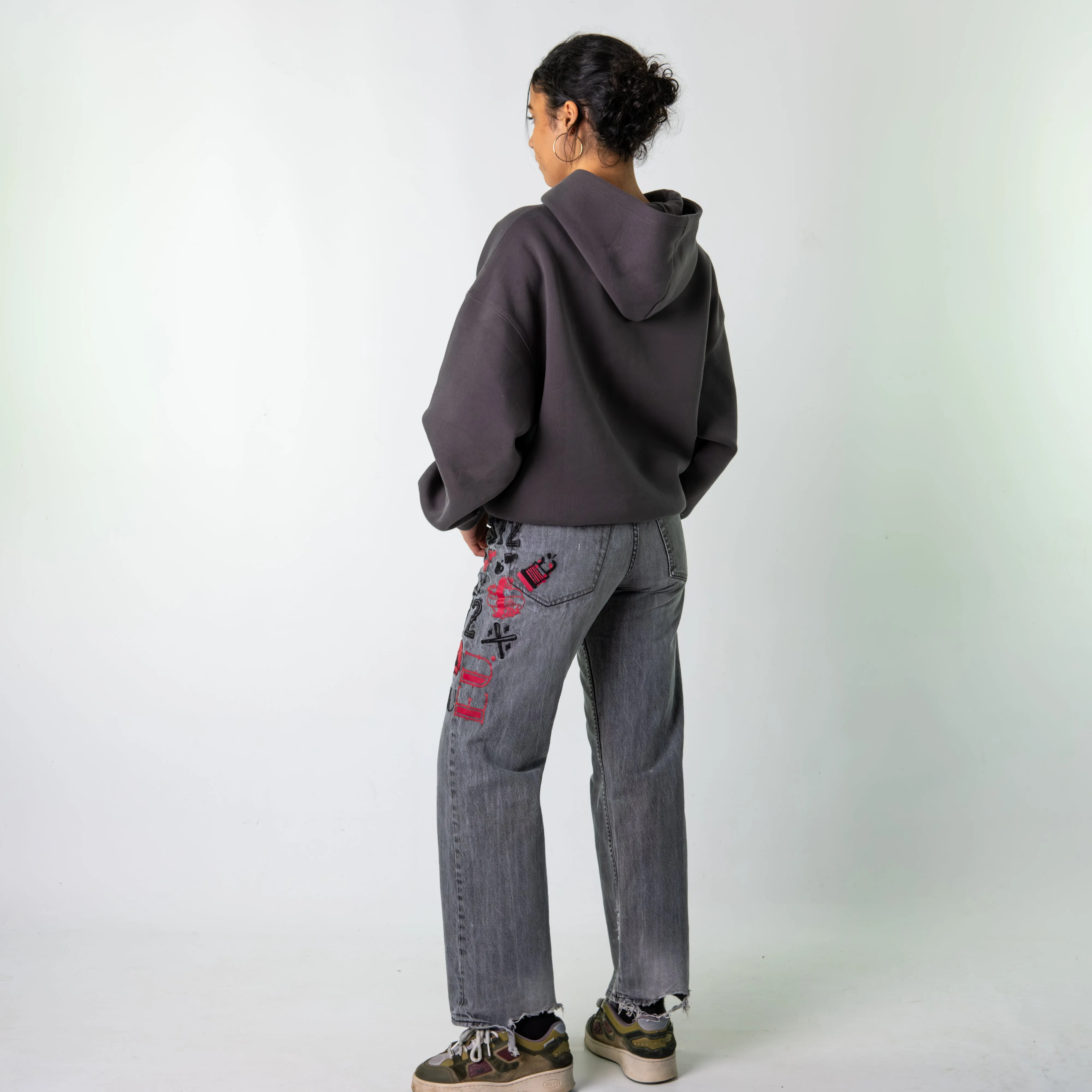 Light Grey 90s Baggy Hip Hop ECKO Unltd Cargo Skater Trousers Pants Jeans (28x30)