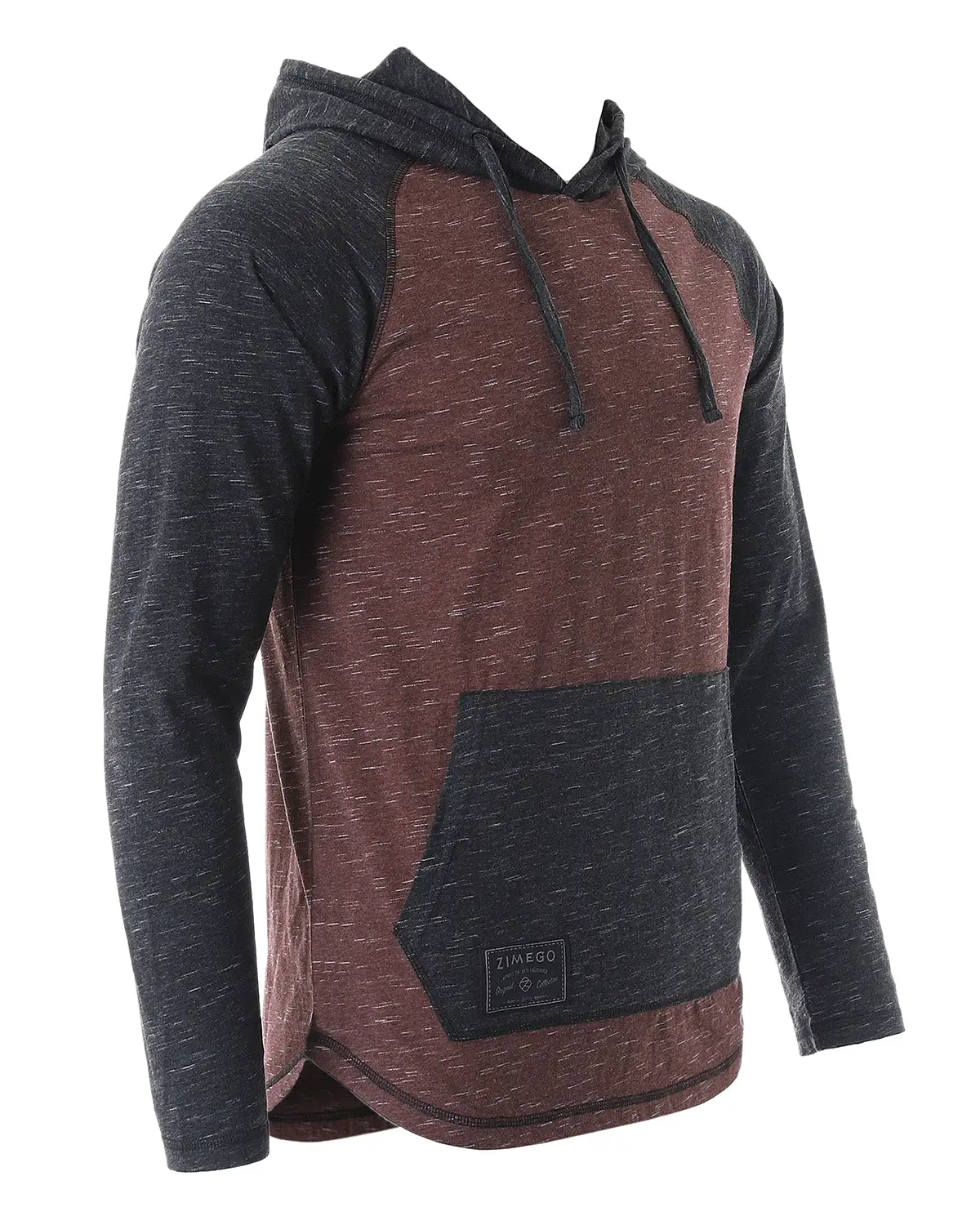 Long Sleeve Raglan Henley Round Bottom Hood T-Shirt