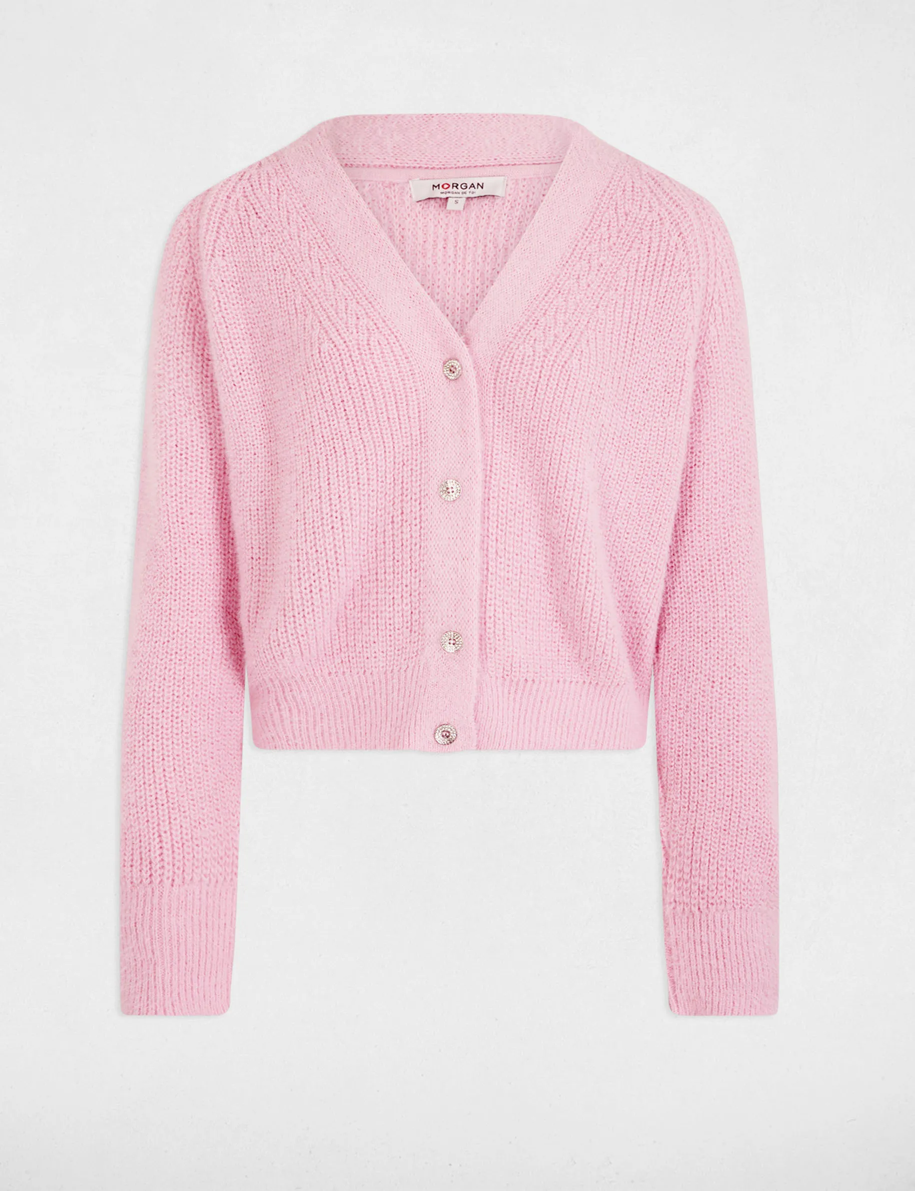 Long-sleeved cardigan pastel pink women