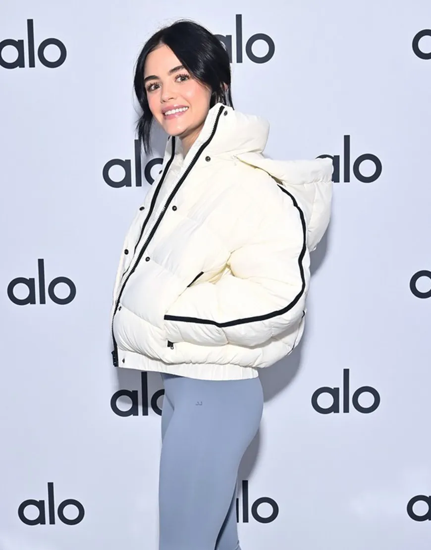 Lucy Hale Alo's Winter House White Jacket | Lucy Hale Puffer Jacket