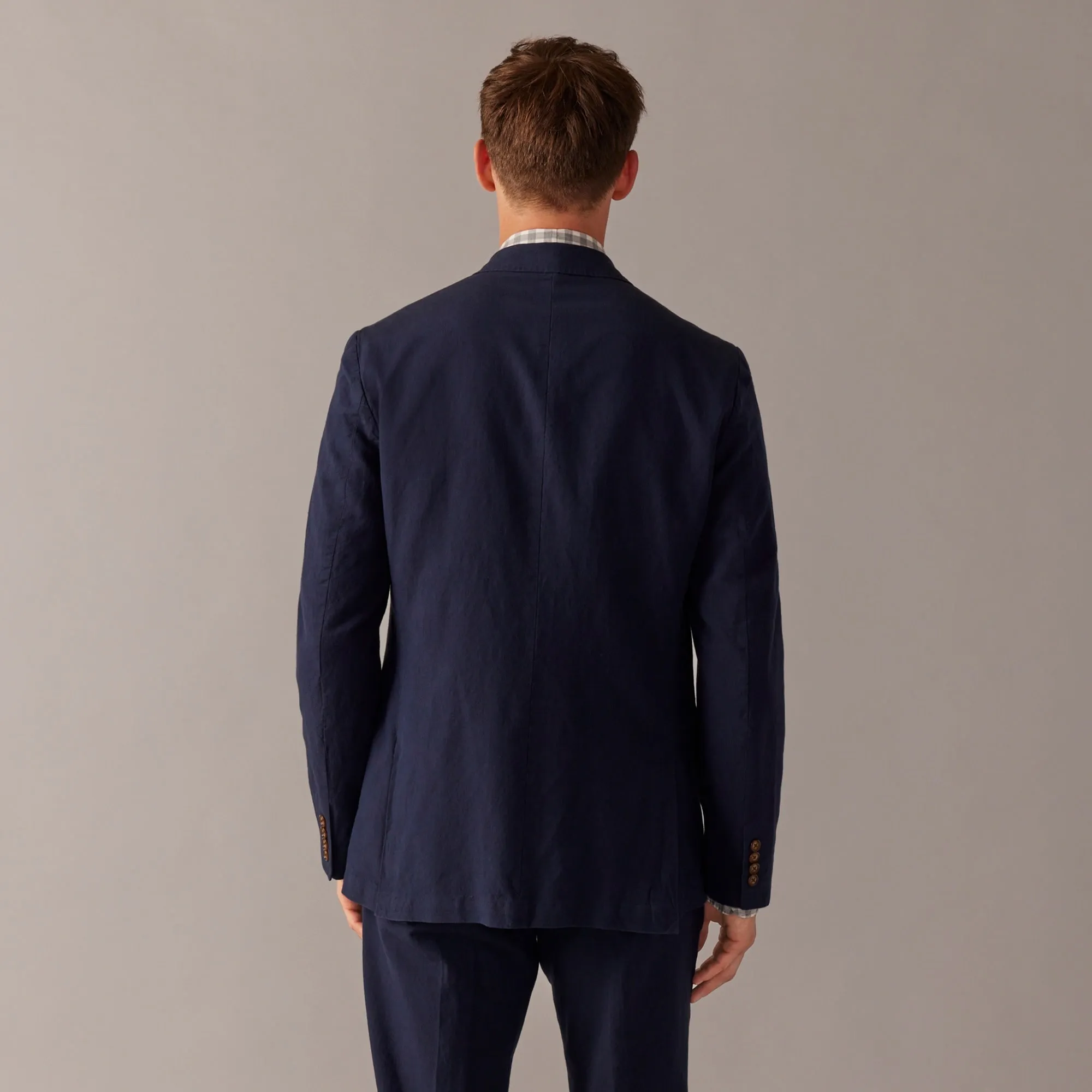 Ludlow Slim-fit unstructured suit jacket in Irish cotton-linen blend