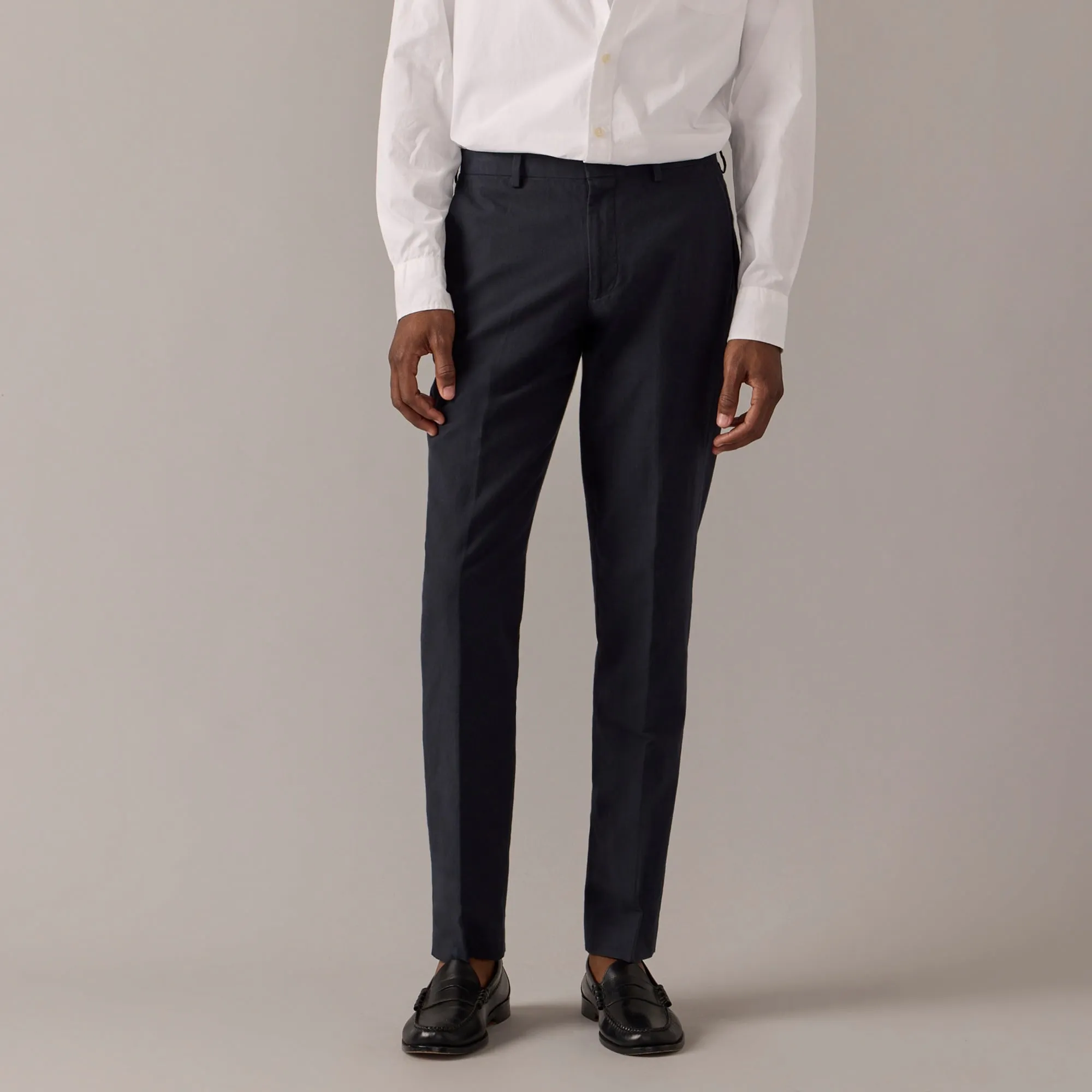 Ludlow Slim-fit unstructured suit pant in Irish cotton-linen blend