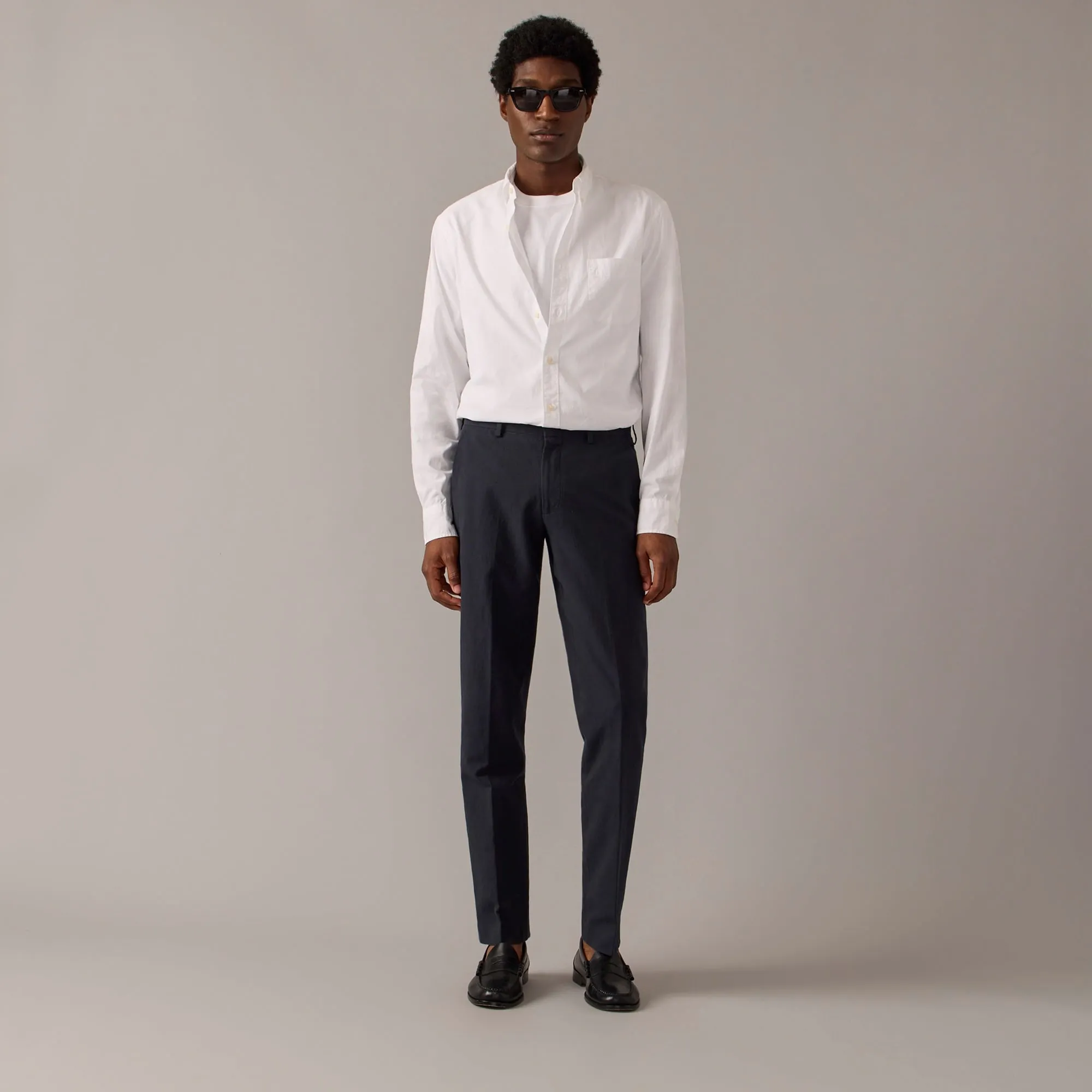 Ludlow Slim-fit unstructured suit pant in Irish cotton-linen blend