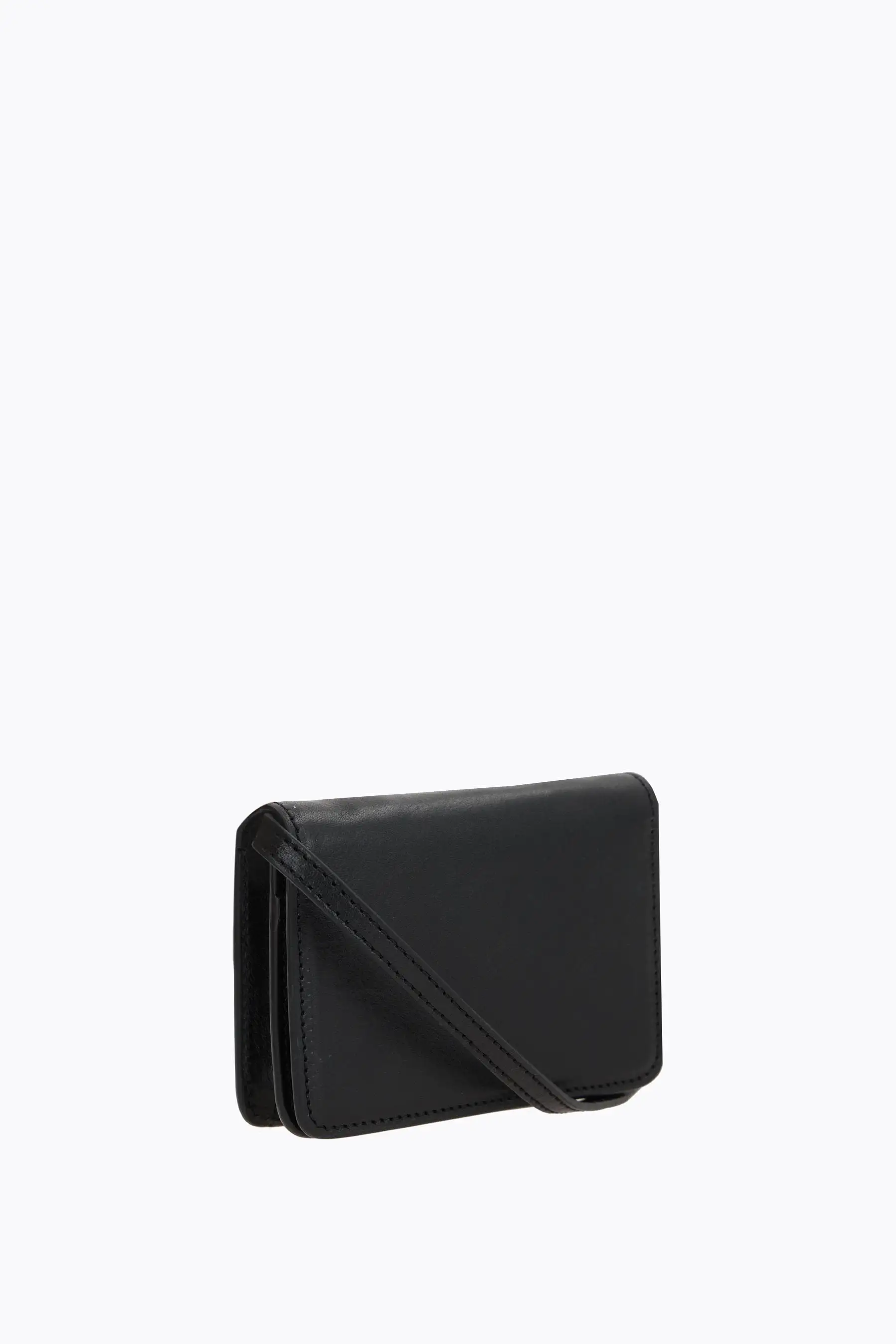 Lulu mini smooth leather card case with strap