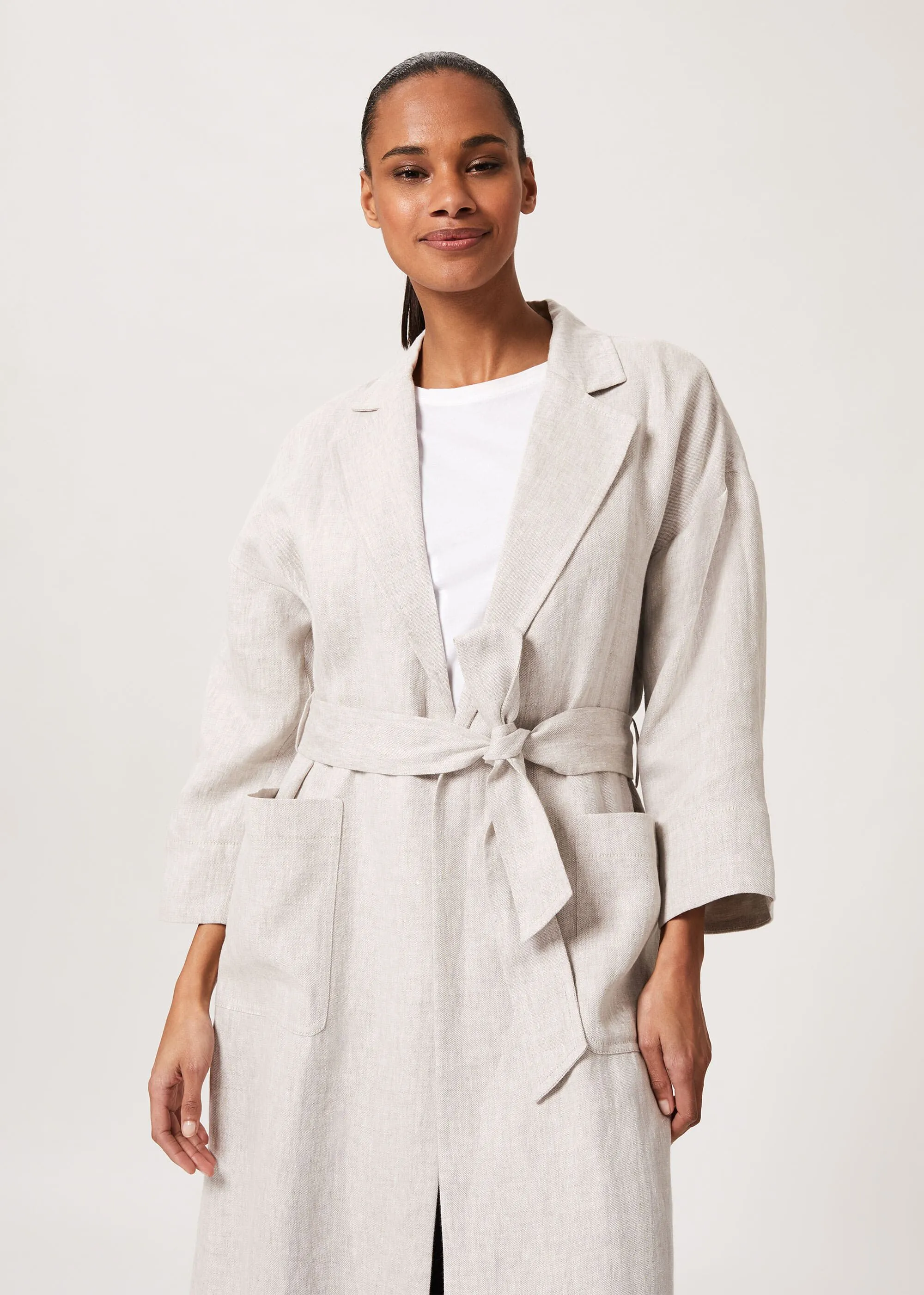 Maeve Linen Wrap Trench Coat 