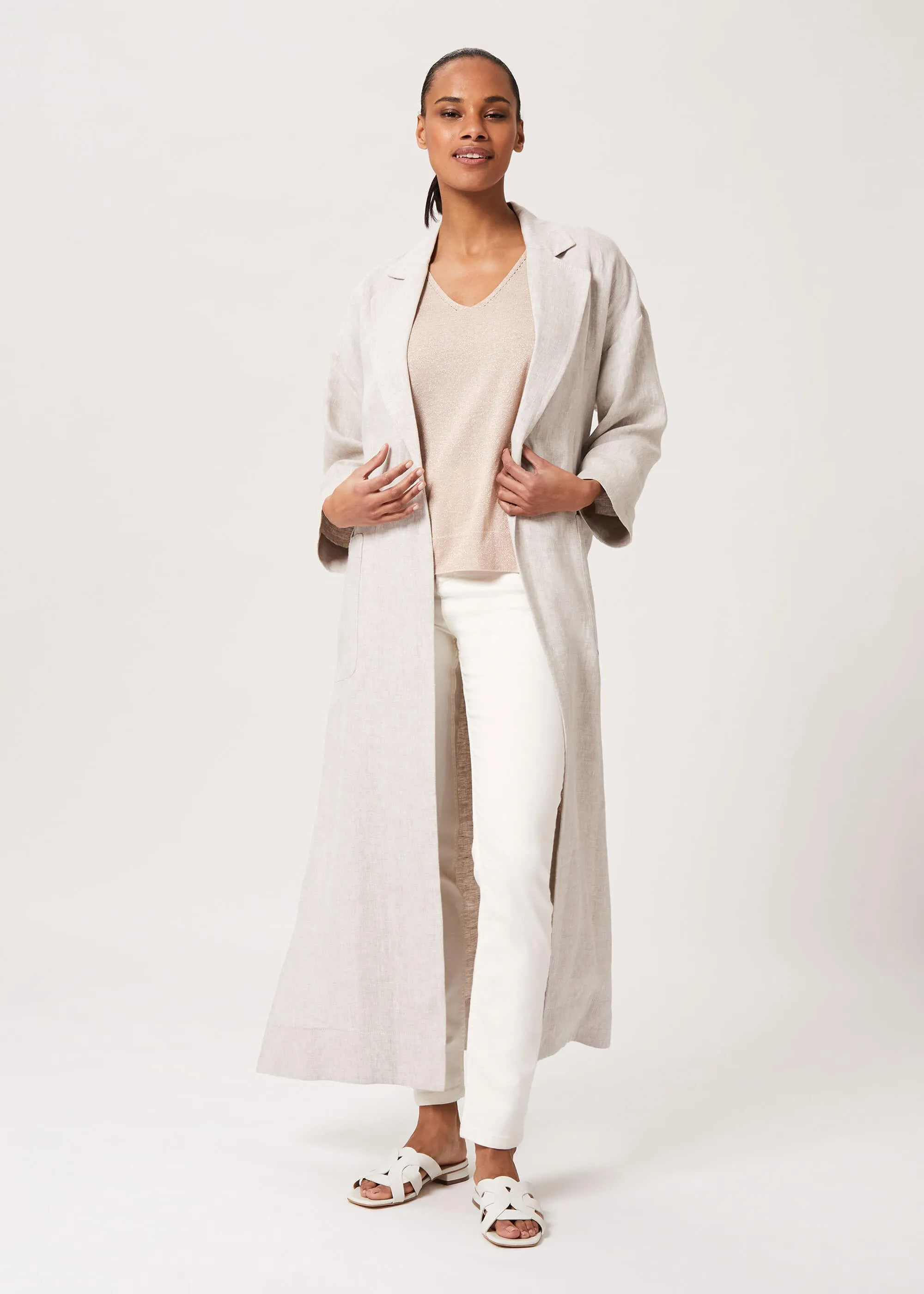 Maeve Linen Wrap Trench Coat 