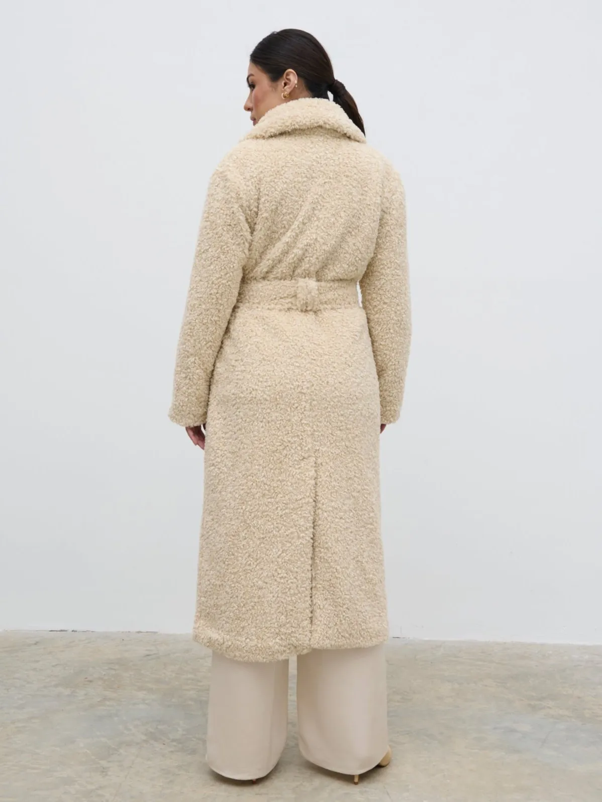 Mahli Shaggy Texture Robe Coat - Neutral