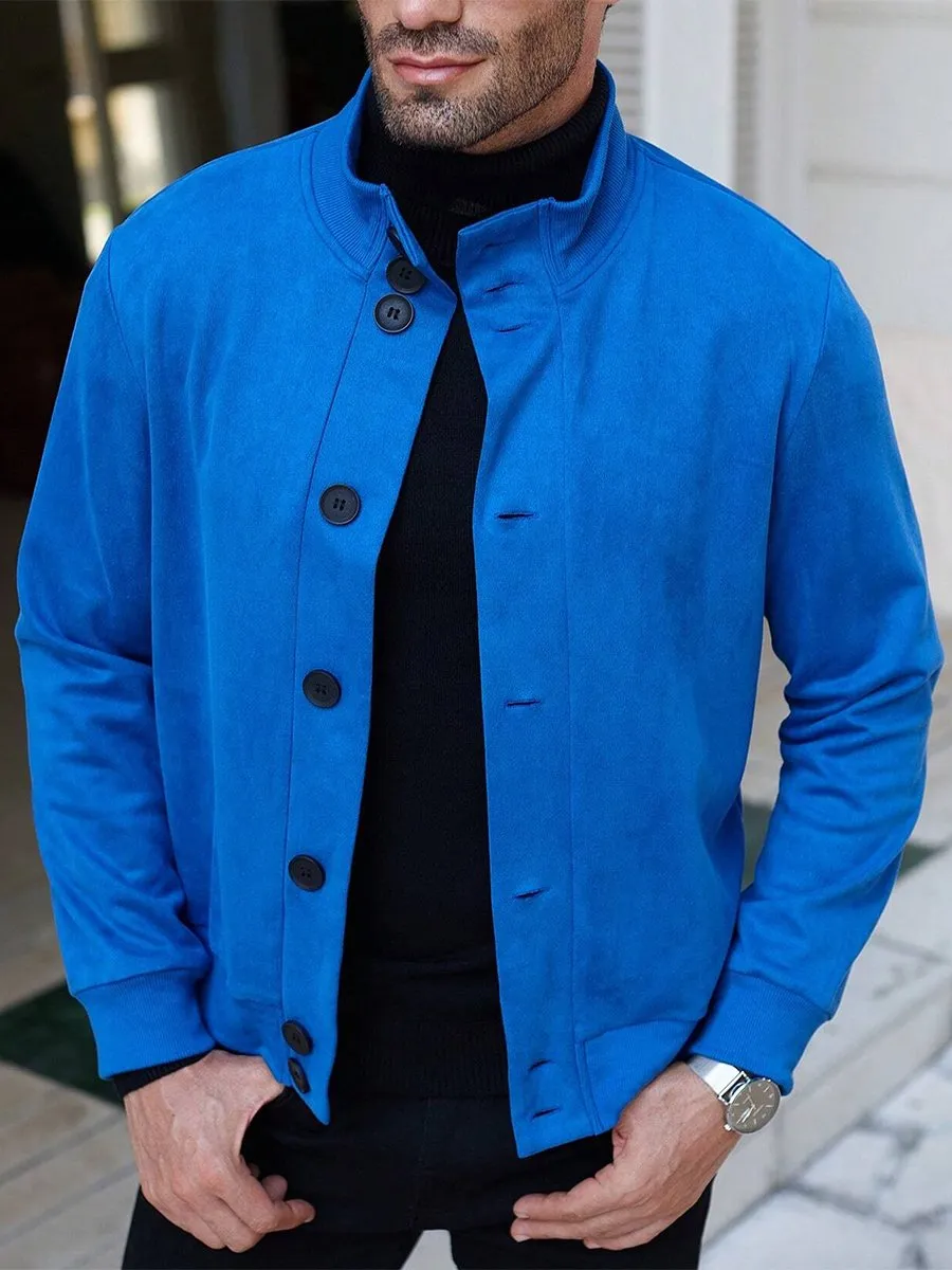 Men's Fashion Suede Stand Collar Jacket