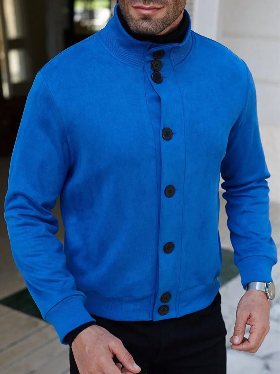 Men's Fashion Suede Stand Collar Jacket