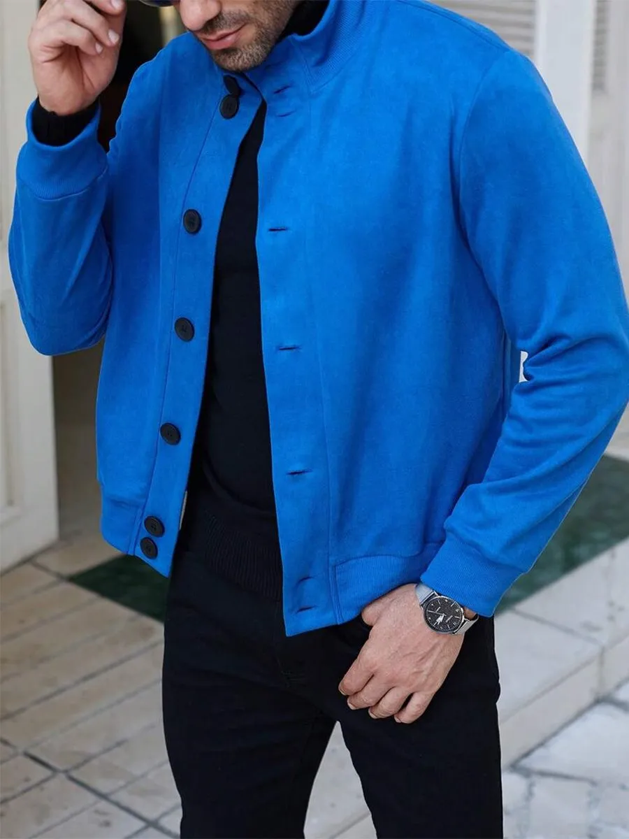 Men's Fashion Suede Stand Collar Jacket