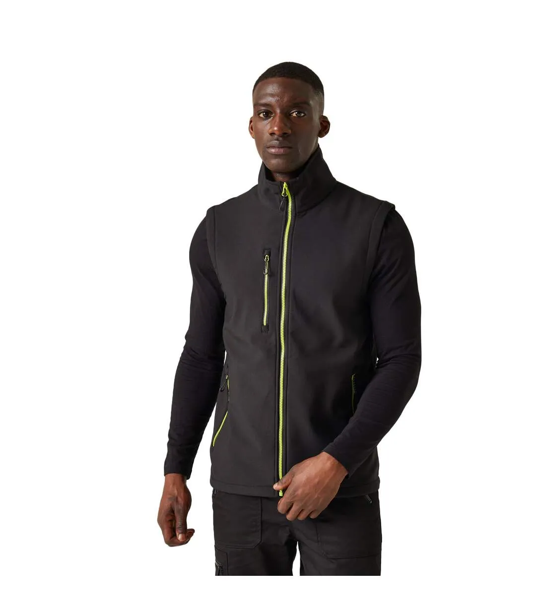 Mens navigate softshell 2 layer body warmer black/lime green Regatta