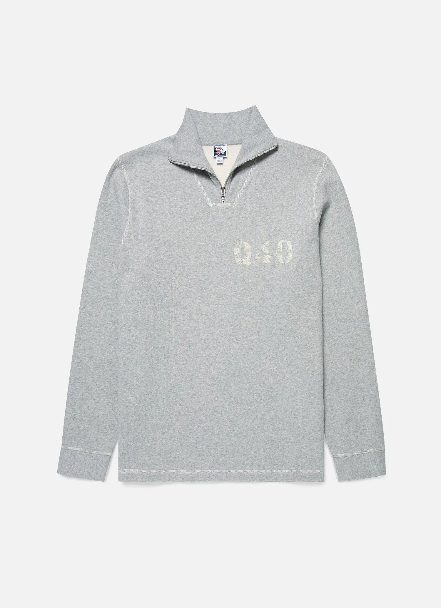 Men's Sunspel x Nigel Cabourn Half Zip Sweatshirt in Light Grey Melange