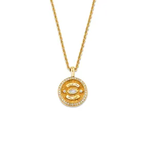 Mini Call On Your Angels Coin Necklace with Diamond Frame