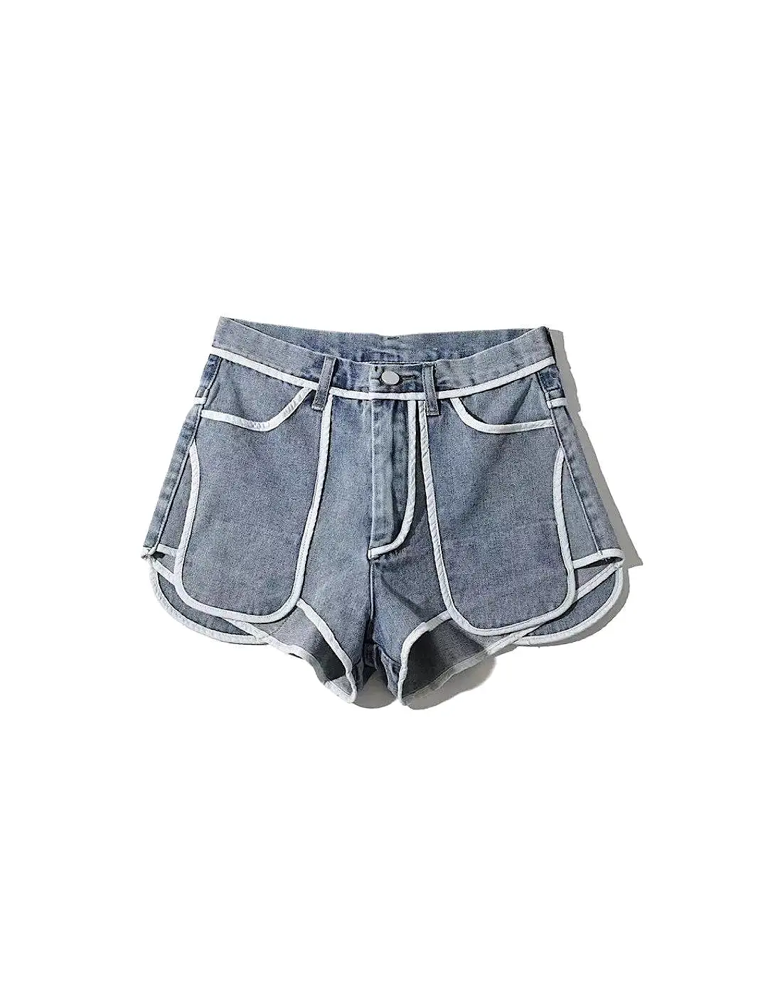 Mini Denim Shorts With White Edges