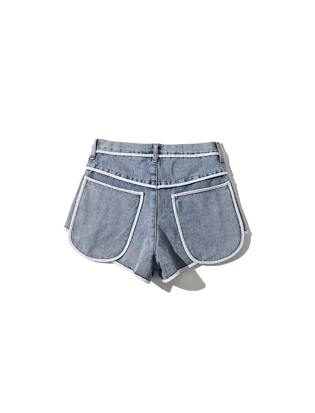 Mini Denim Shorts With White Edges