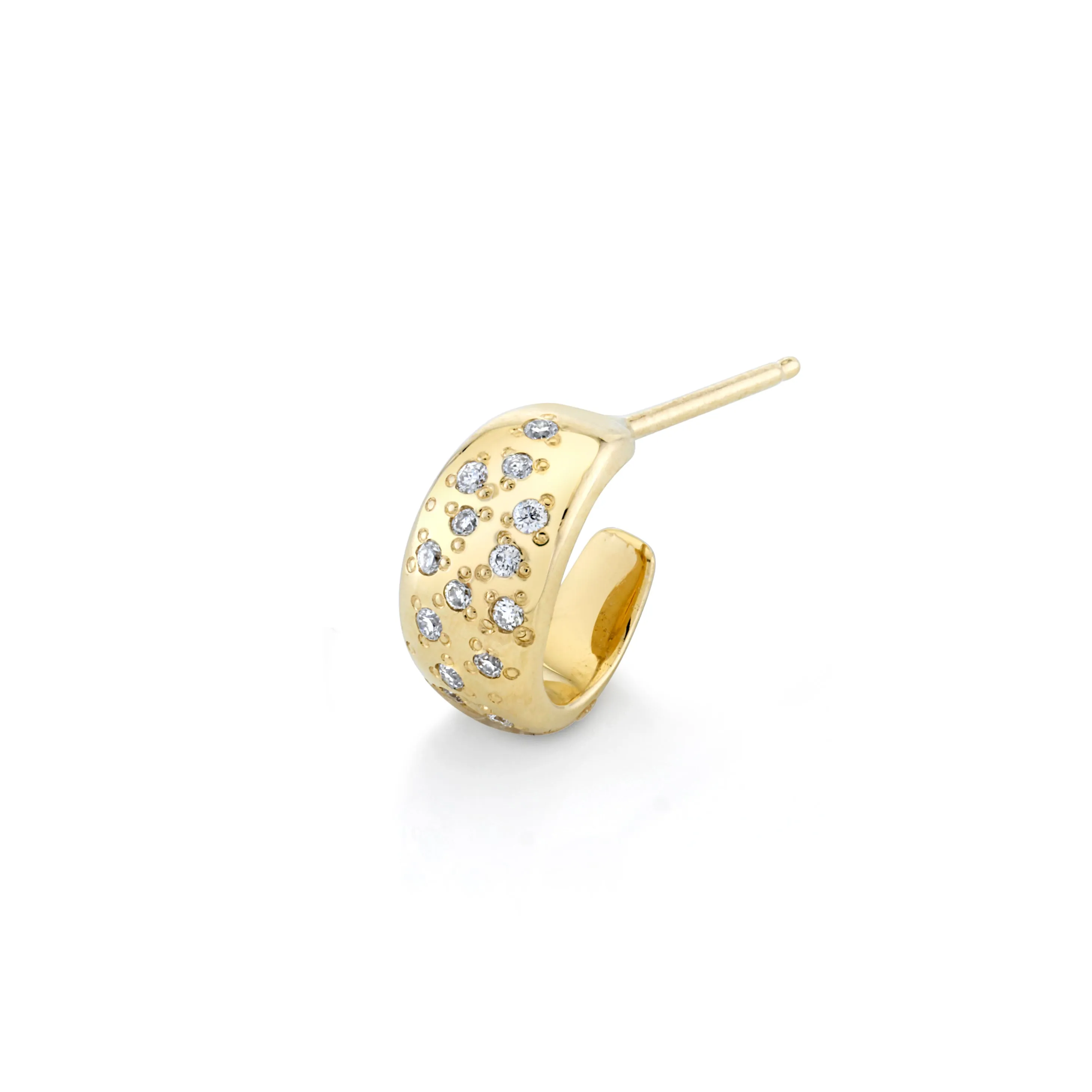 Mini Gold Hoop Studs with Sprinkled Diamonds