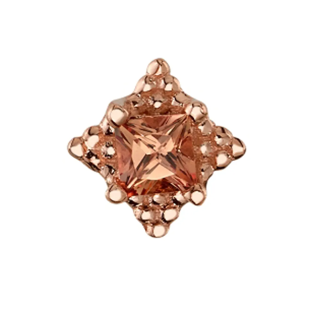 Mini Kandy Threaded End in Gold with Princess-Cut Peach Topaz