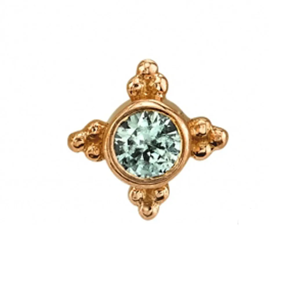 Mini Kandy Threaded End in Gold with Round Aquamarine