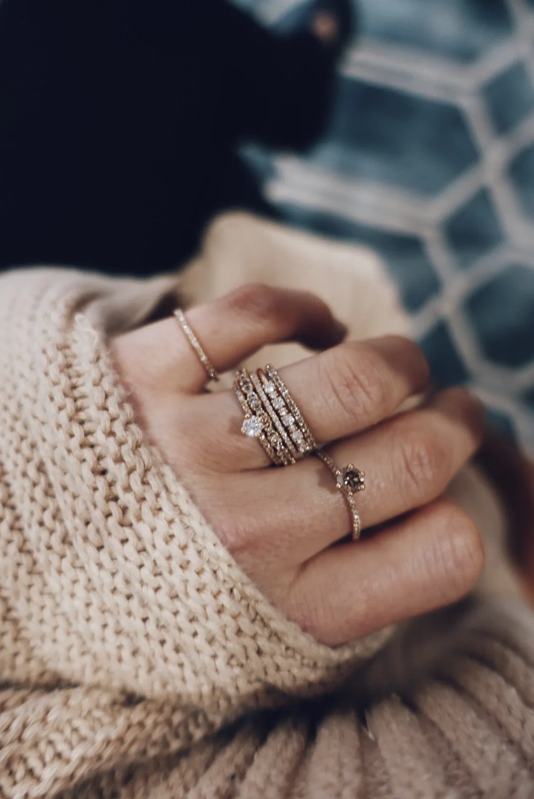 Mini Kelly Ring with Champagne Diamonds