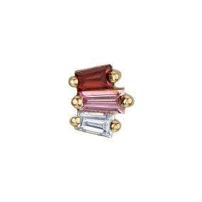 Mini Oceane 3 Threaded End in Gold with Garnet, Padparadscha Sapphire & Diamond