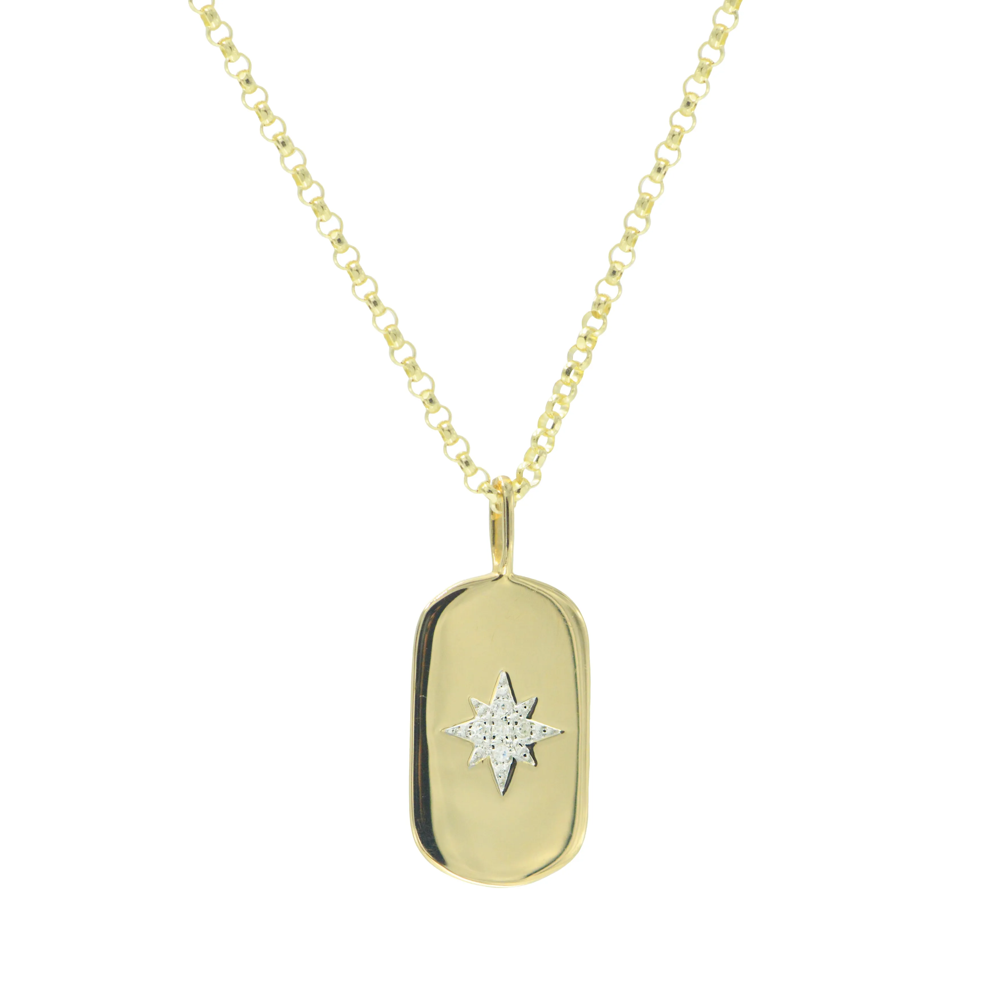 Mini Star Dogtag Necklace With Diamonds