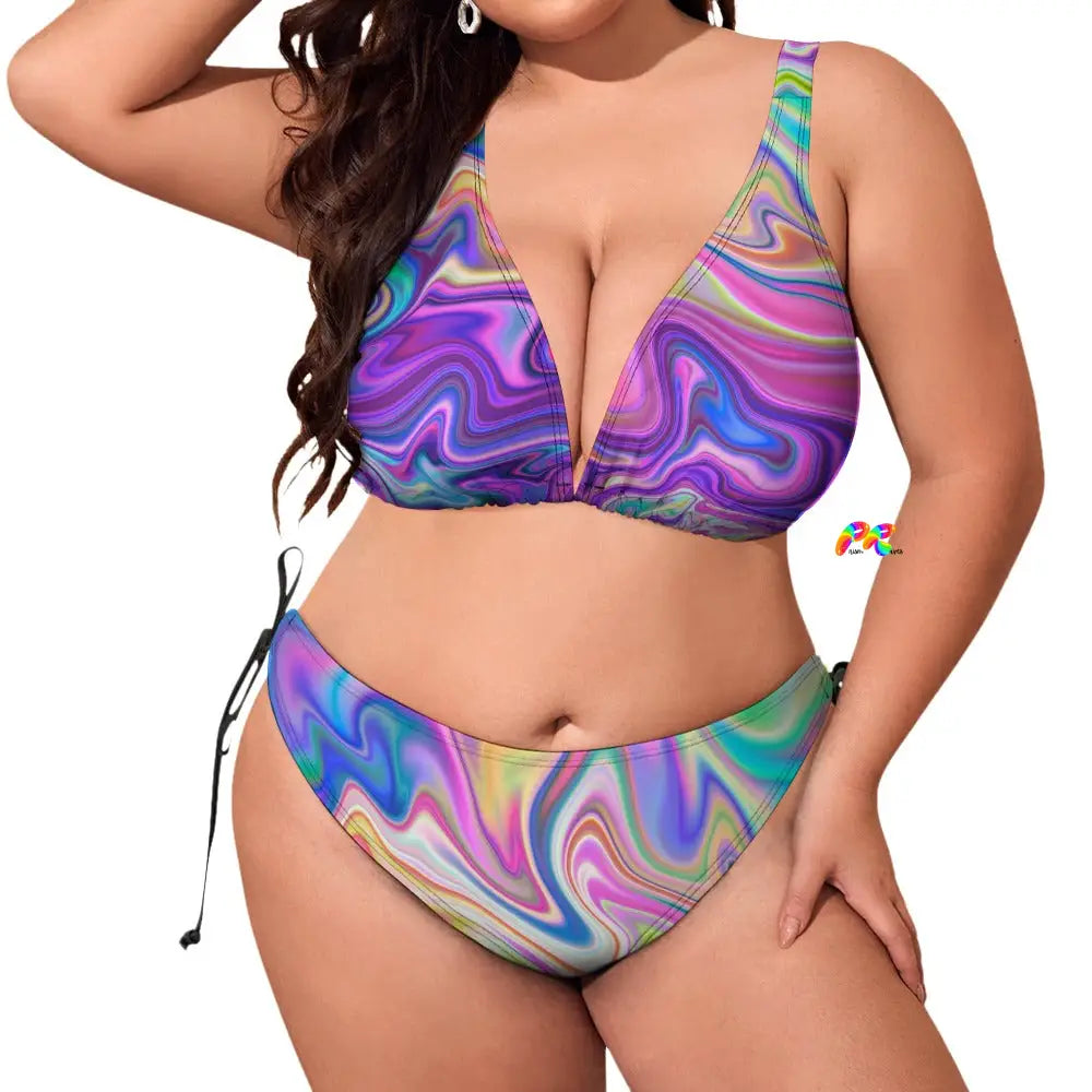 Neon Waves Plus Size Rave Bikini