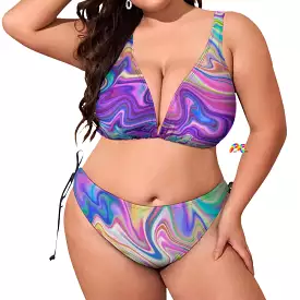 Neon Waves Plus Size Rave Bikini