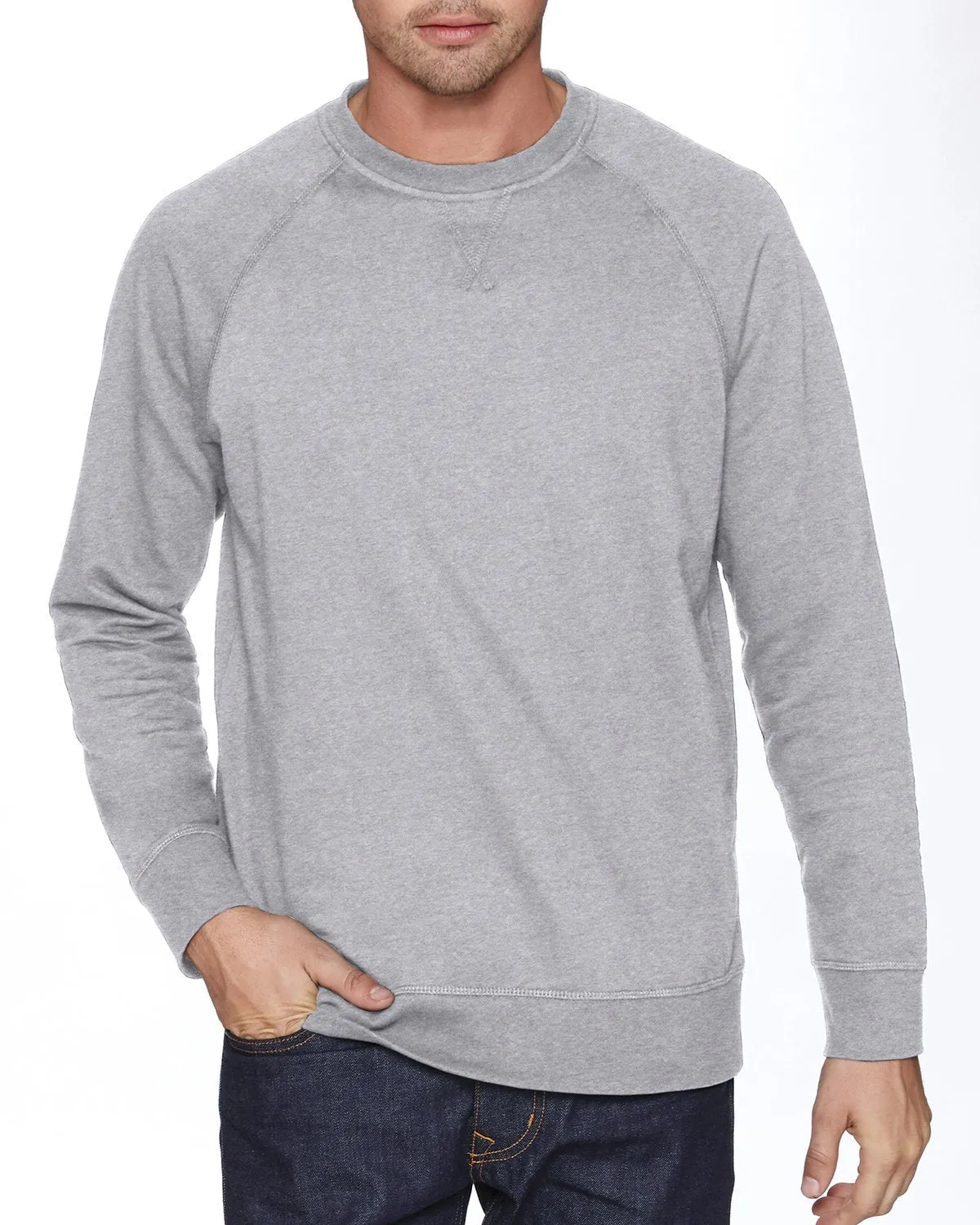 Next Level French Terry Raglan Crew N9000 Heather Gray