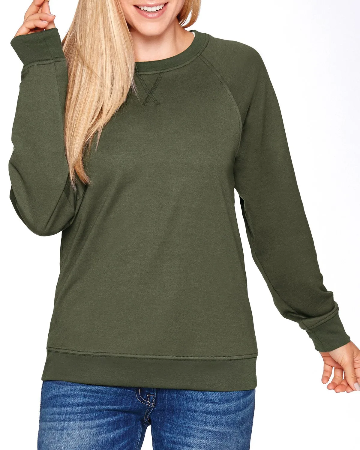 Next Level French Terry Raglan Crew N9000 Military Green