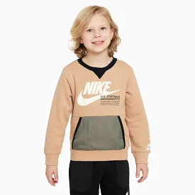 NIKE JUNIOR PAINT FRENCH TERRY BONE CREW