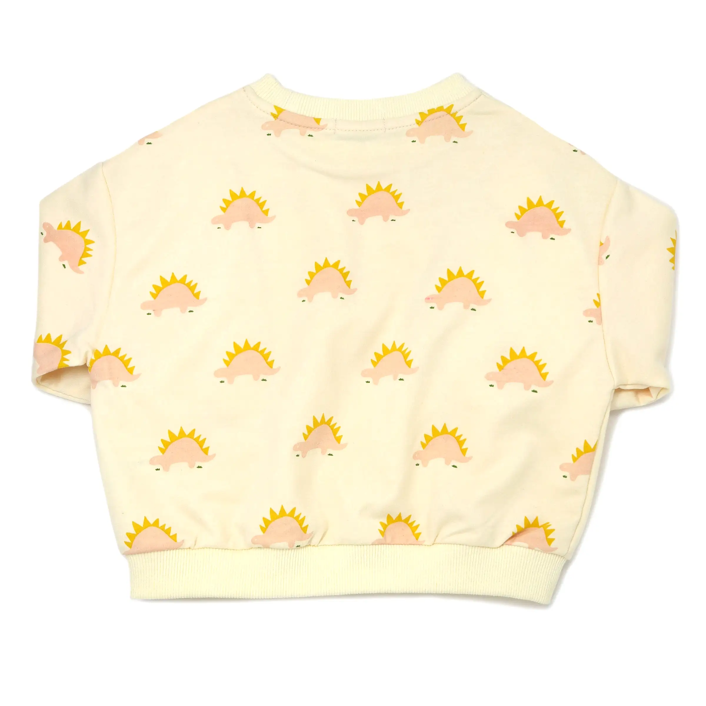 oh baby! French Terry Brooklyn Boxy Sweatshirt - Blush Stegosaurus Print - Vanilla