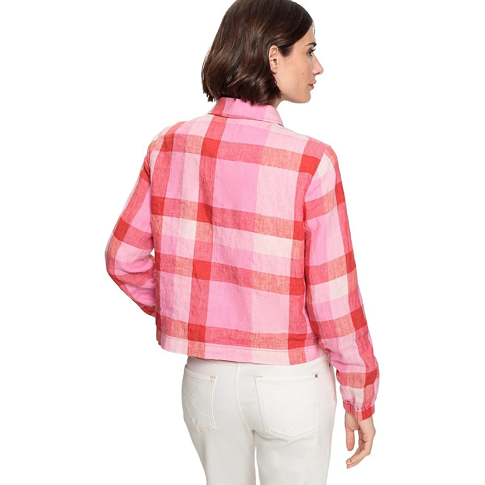 Olsen Plain Linen Zip Cropped Jacket