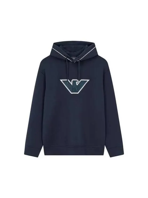 Overseas Station Season Big Chance 8 18 Men s Eagle Logo Patch Hooded Sweatshirt Navy 270376