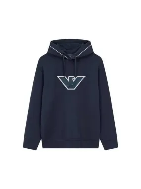 Overseas Station Season Big Chance 8 18 Men s Eagle Logo Patch Hooded Sweatshirt Navy 270376