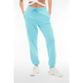 Pantaloni in french terry con stampa sul fianco donna Azzurro