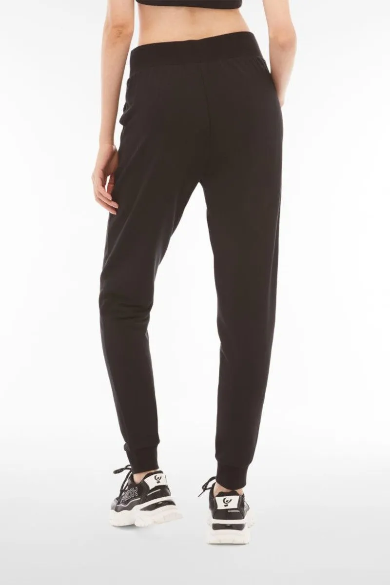 Pantaloni in french terry modal con fondo a polsino donna Nero