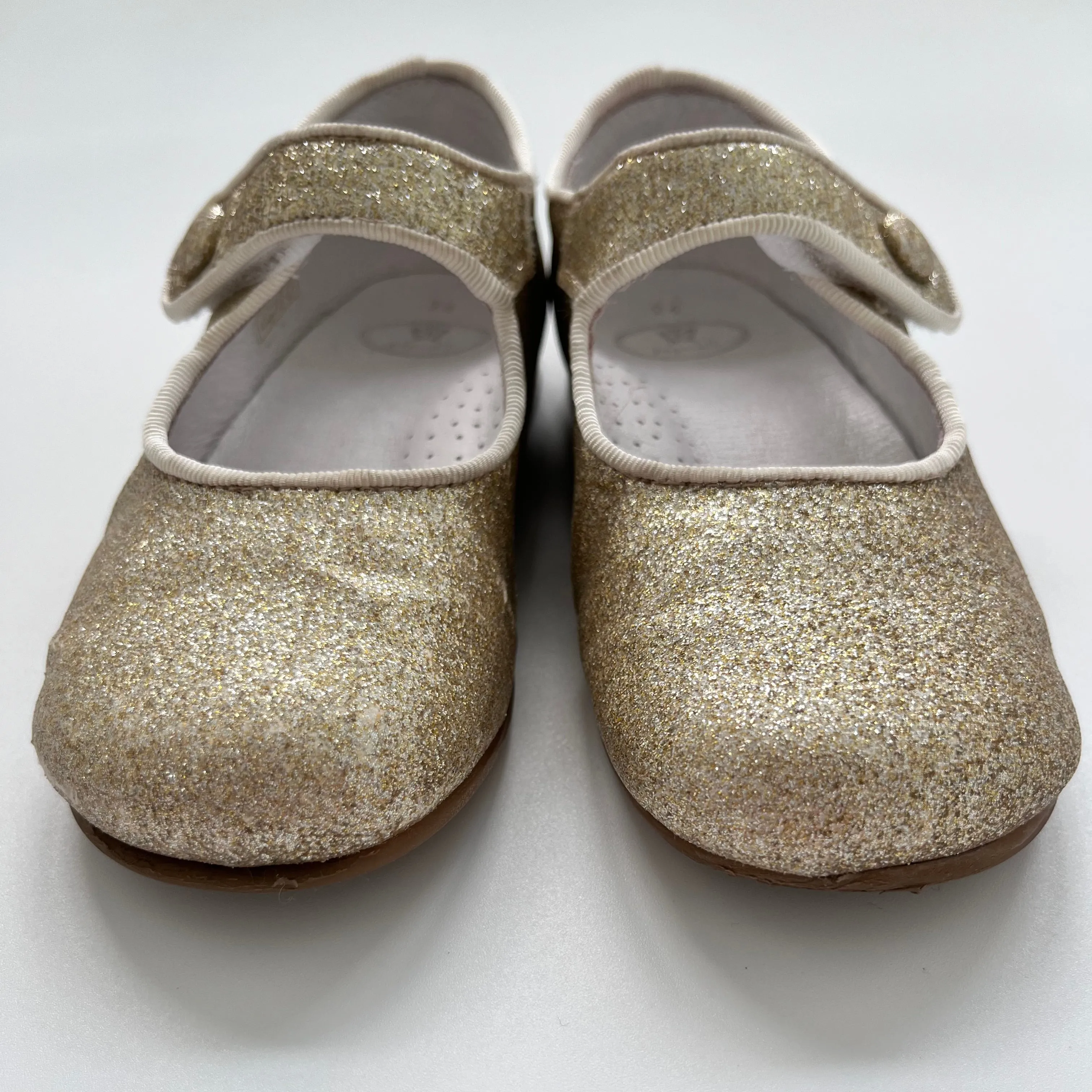 Papouelli Gold Sparkle Mary-Jane Pumps: Size EU 24