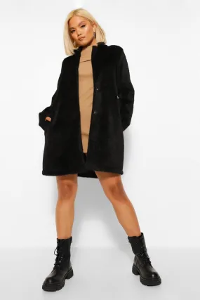 Petite Brushed Wool Look Coat