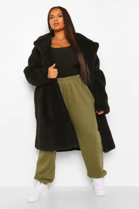 Plus Teddy Faux Fur Pocket Detail Maxi Coat