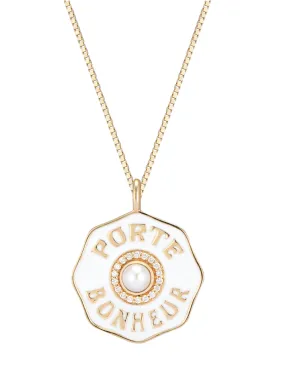 Porte Bonheur Mini Coin Pendant Necklace with Pearl