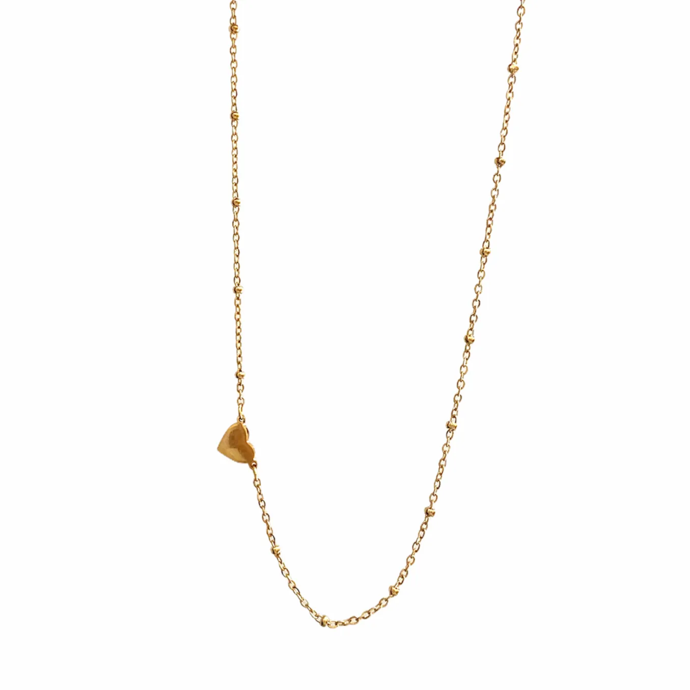 *PRE-ORDER Heart with Mini Beaded Chain Gold Filled Necklace