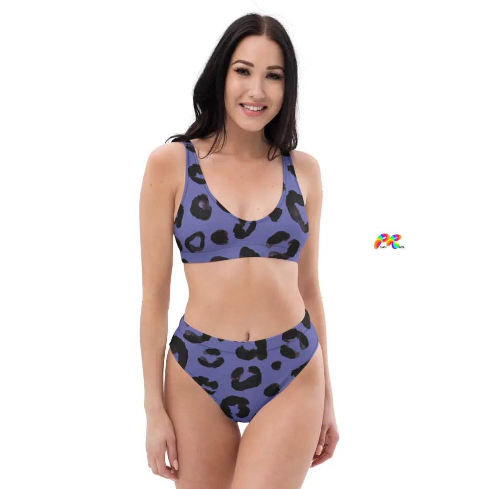 Purple Leopard High-waisted Bikini